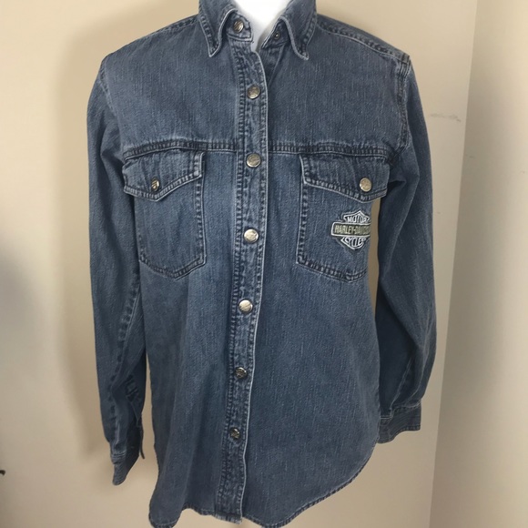 harley davidson womens denim shirt